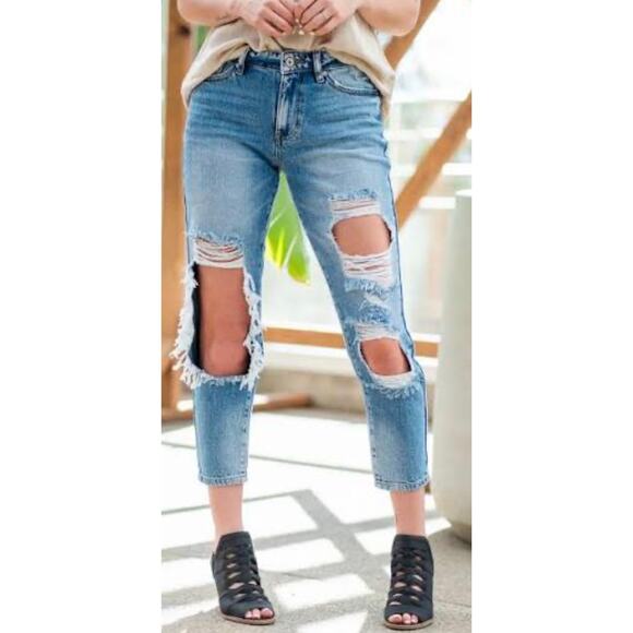 KANCAN RUBY HIGH RISE DISTRESSED BOYFRIEND FIT SIZE 11/29 - Picture 1 of 4